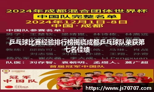 乒乓球比赛经验排行榜揭晓成都乒乓球队荣获第七名佳绩