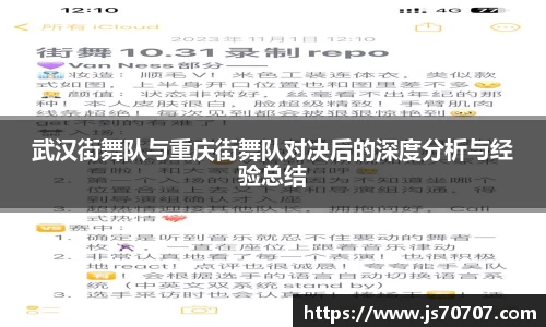 武汉街舞队与重庆街舞队对决后的深度分析与经验总结